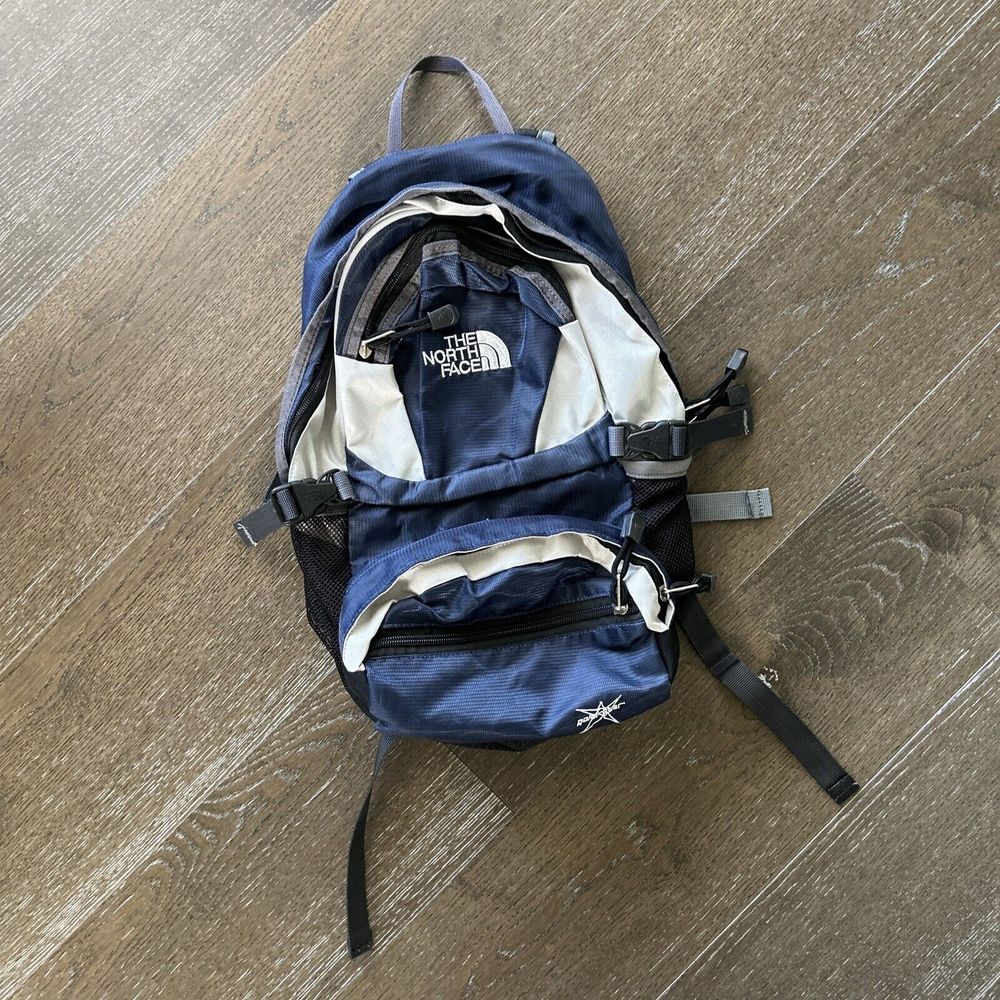 The North Face Backpack Polar Star Blue Hiking Small Padded Back Bag Pack Logo